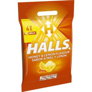 HALLS 128G HONEY LEMON SF MTPX4 24C